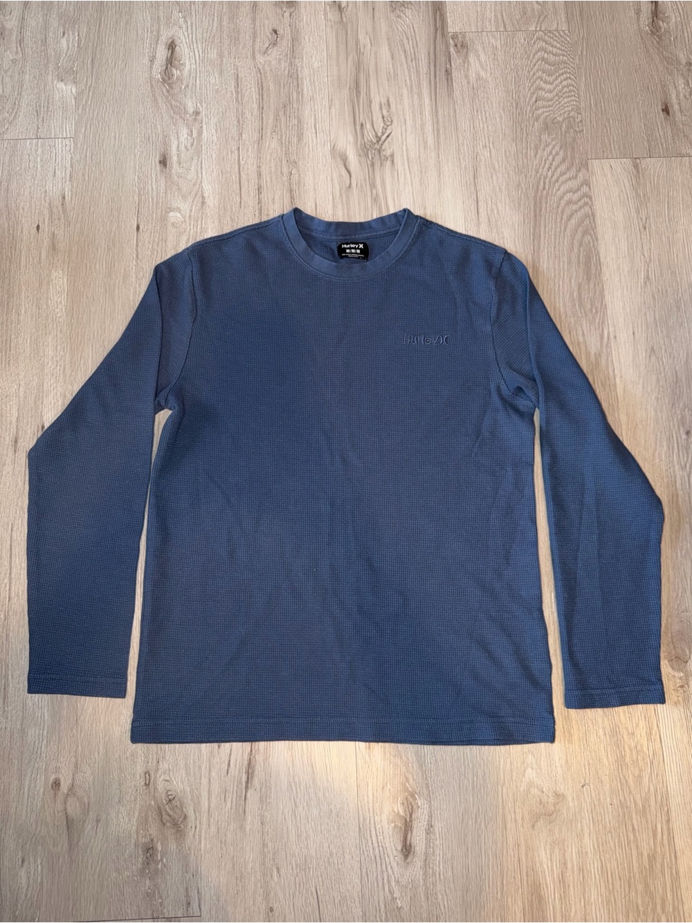 Hurley Blue Long-Sleeve Waffle Crewneck Shirt